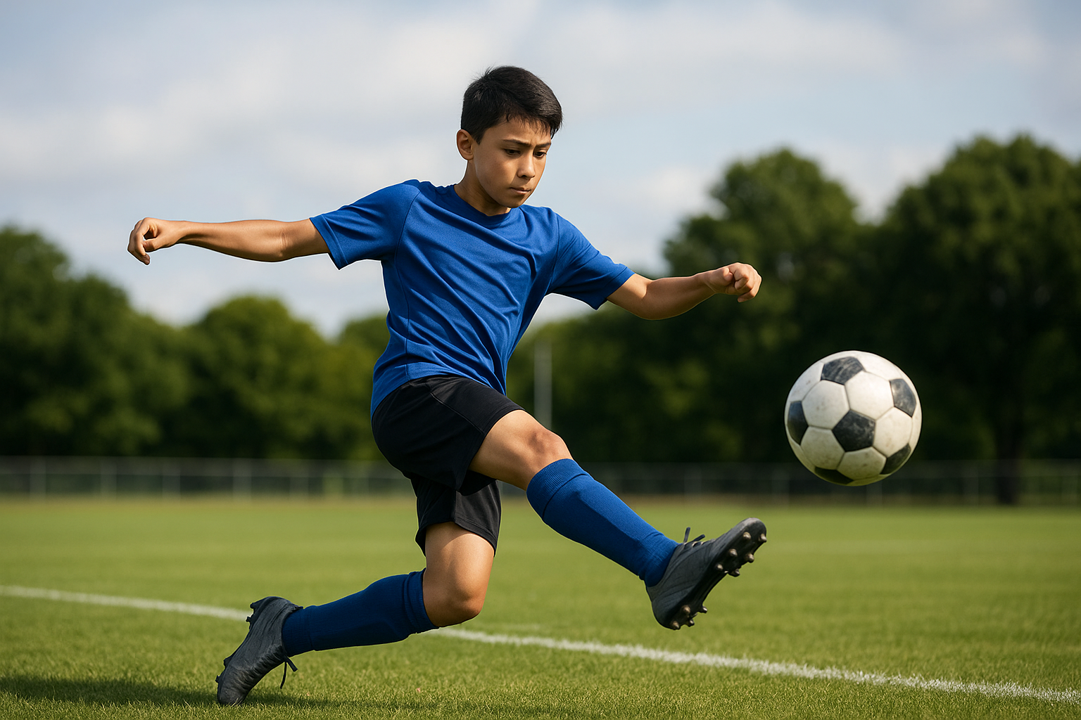 サッカー ロング キック 中学生 平均？