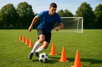 サッカーのドリブルのコツはジグザグ？