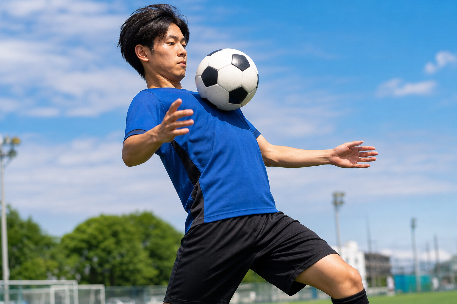 サッカーの胸トラップのコツとは？