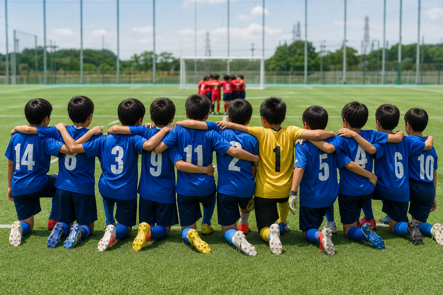 サッカーは何人で試合するの？