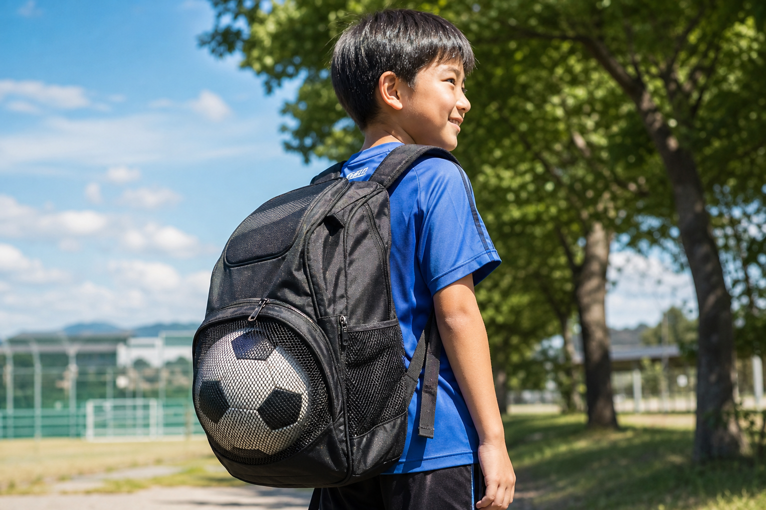 サッカーのリュックでボール収納できるキッズ用?