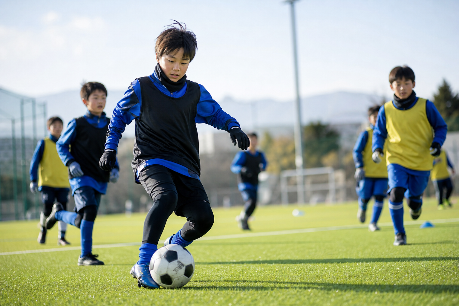 サッカー練習に着る冬の小学生の服は？