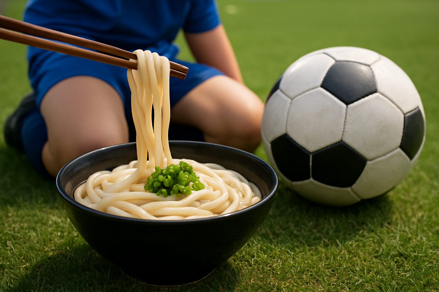 サッカーの捕食にうどんは最強のパートナー!
