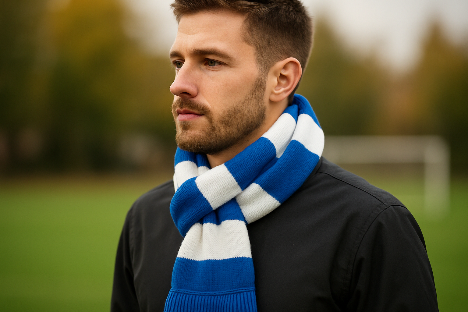 サッカーマフラーは短めでもバランスが取りやすい理由