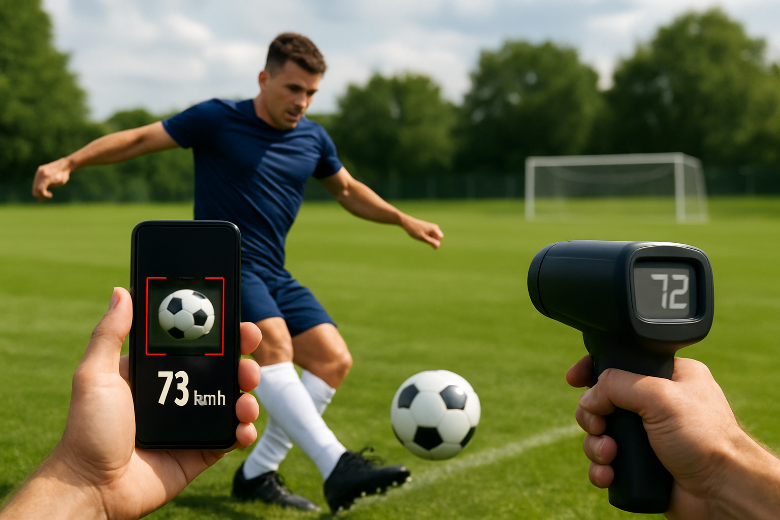サッカーのシュート速度測定はスマホやスピードガンで手軽にできる！