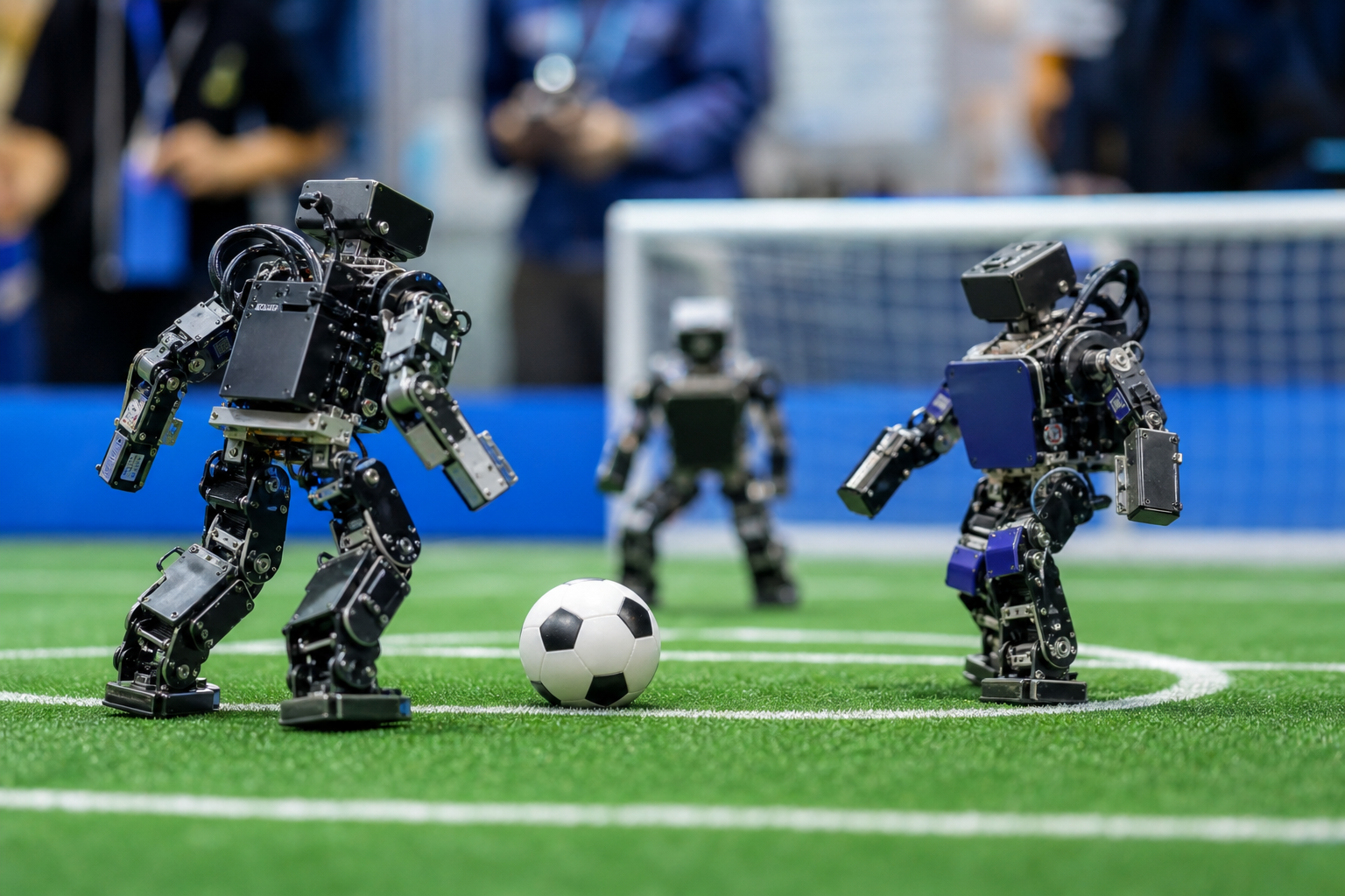 サッカー競技を自律して戦うロボットの総合的なソフトウェア技術です！
