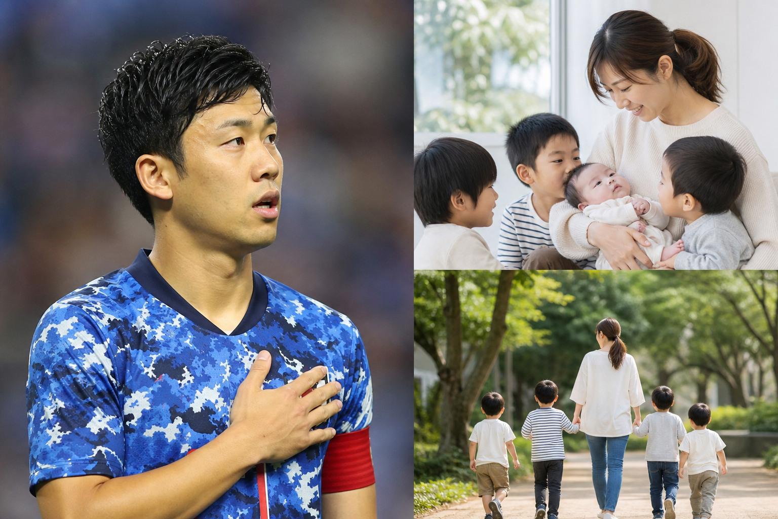 遠藤航選手の奥さんは大学の同級生で4児のお母さん！