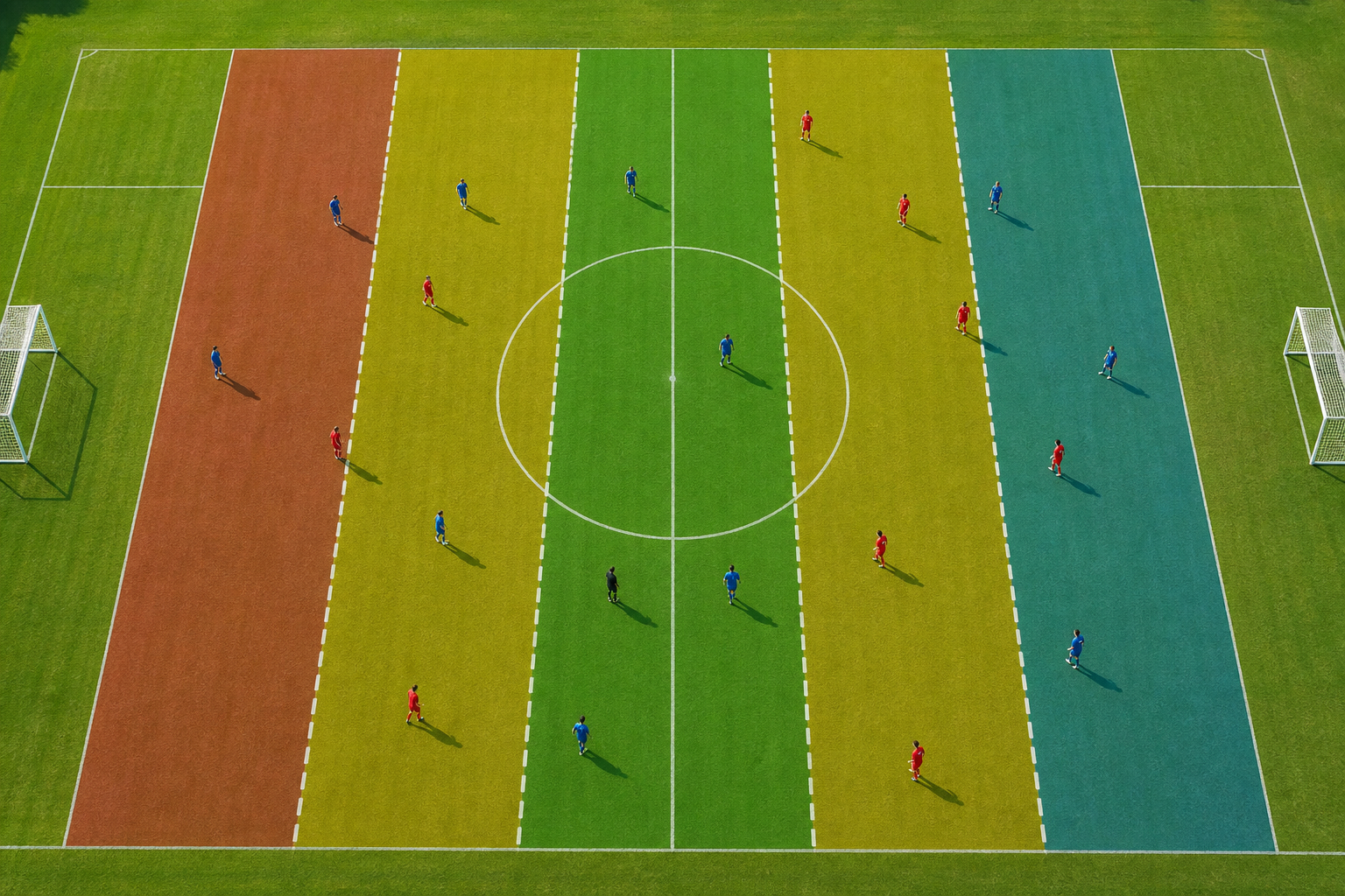 サッカーの「5レーン」練習はピッチを5分割して戦術を学ぶこと！