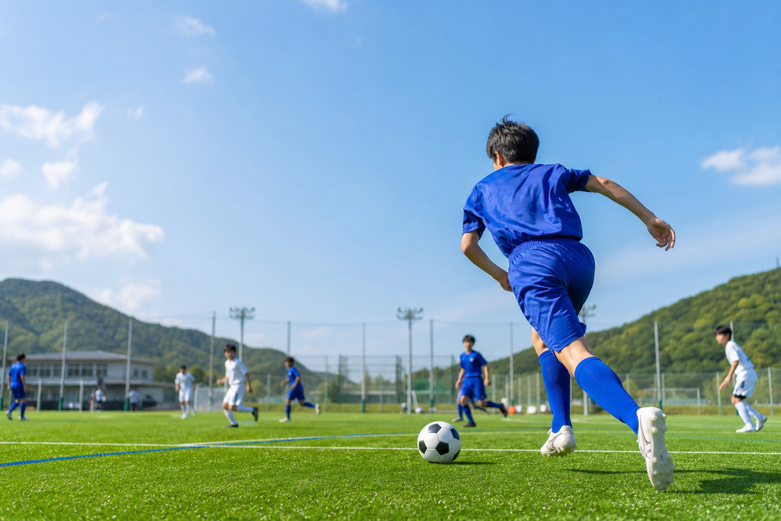 中学生のサッカーは大人と同じコートサイズ！