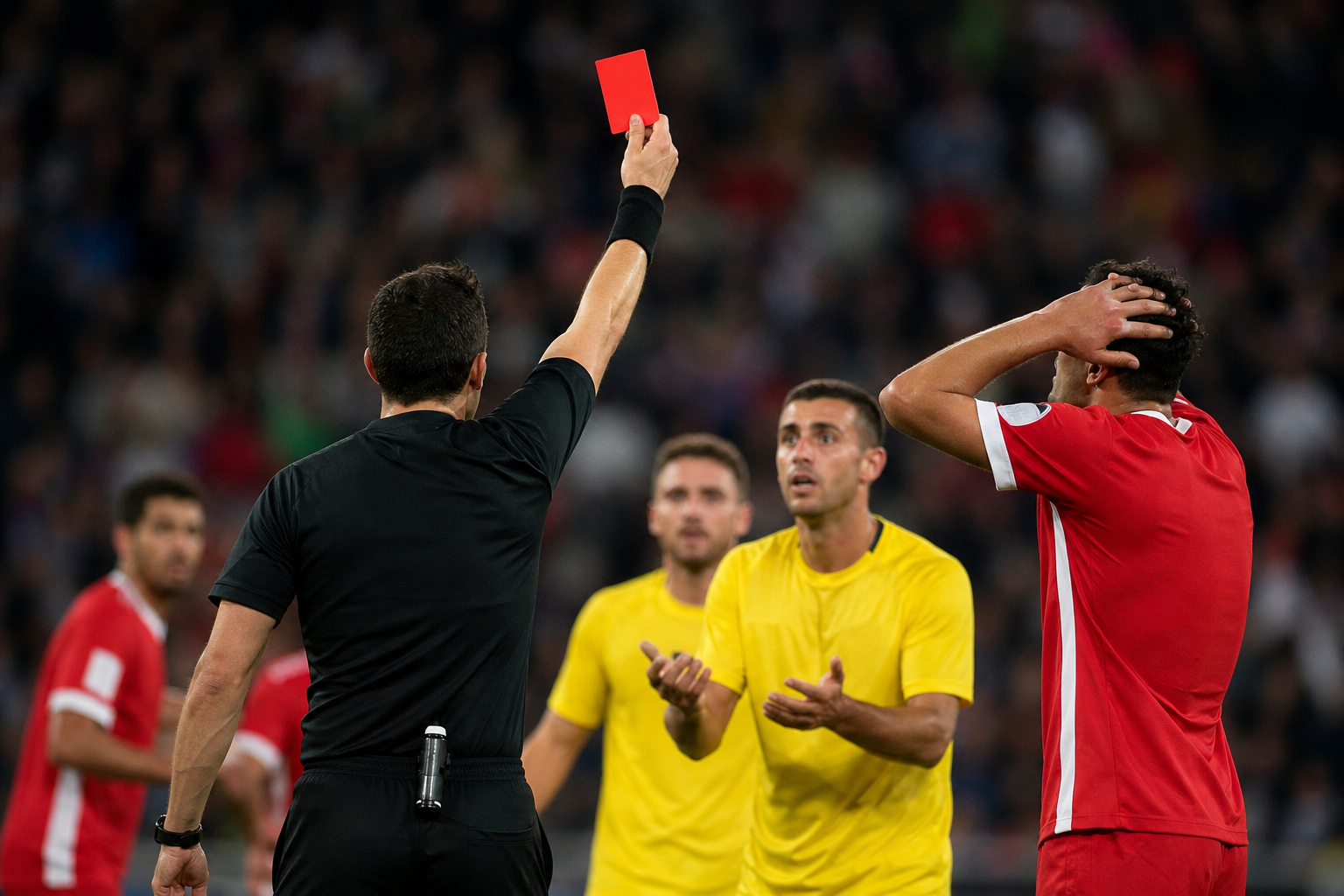 試合から即退場！チームは数的不利になり次戦も出場停止に