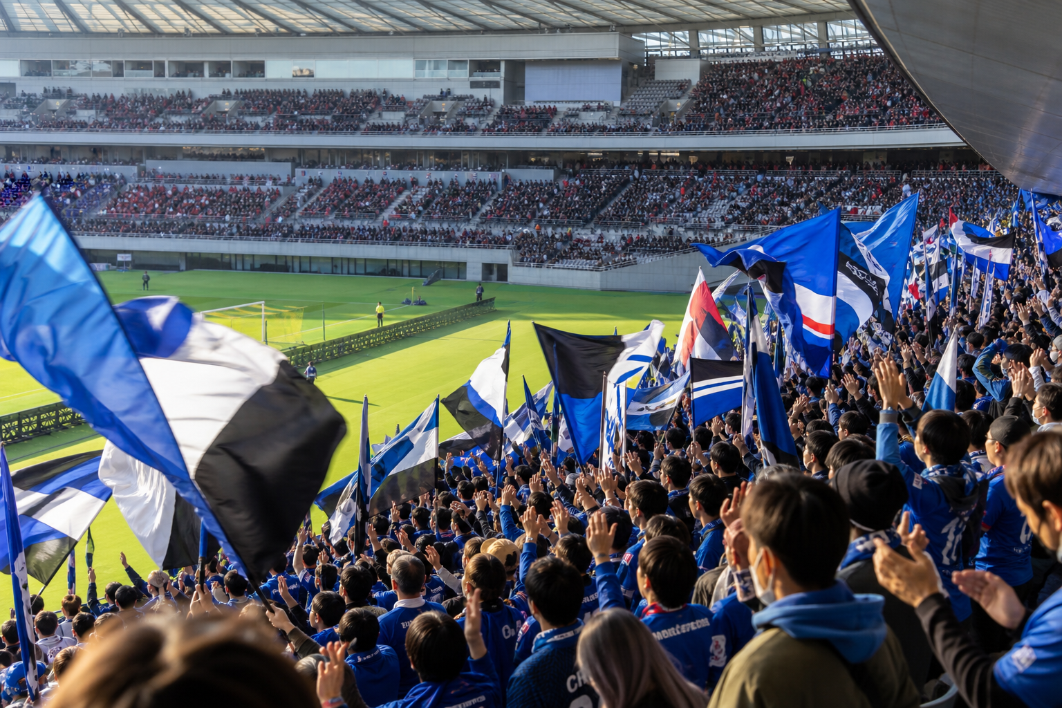 サッカーのビジター席とは対戦相手を応援する専用エリア！