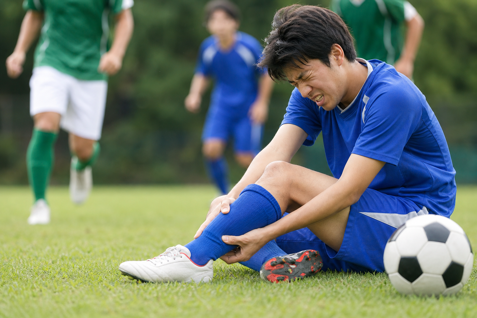 サッカーで最も発生しやすいのは「足首の捻挫」と「肉離れ」