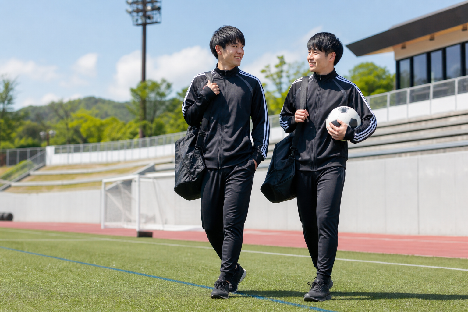 サッカーの練習や移動にはジャージの上下セットが最適！