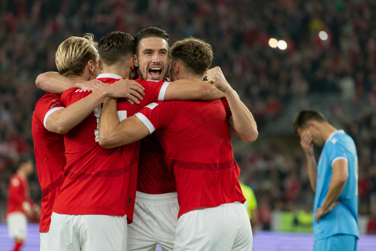 オーストリアが10-0の記録的圧勝で試合を制しました!